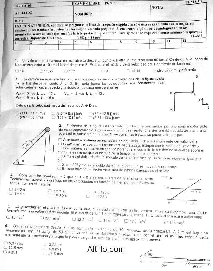 Universidad De Buenos Aires Uba Cbc Fisica Examen Libre